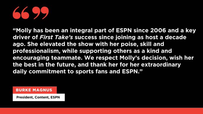 why did molly qerim leave espn