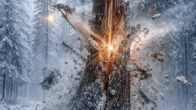 trees exploding from cold